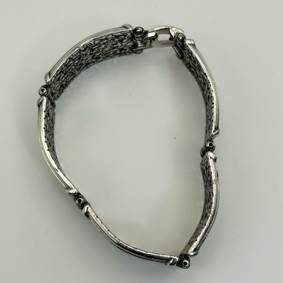 Brighton Jewelry Bar Link Bracelet Silver Plated Scrolled Hearts 7.5" Vintage - Picture 6 of 12